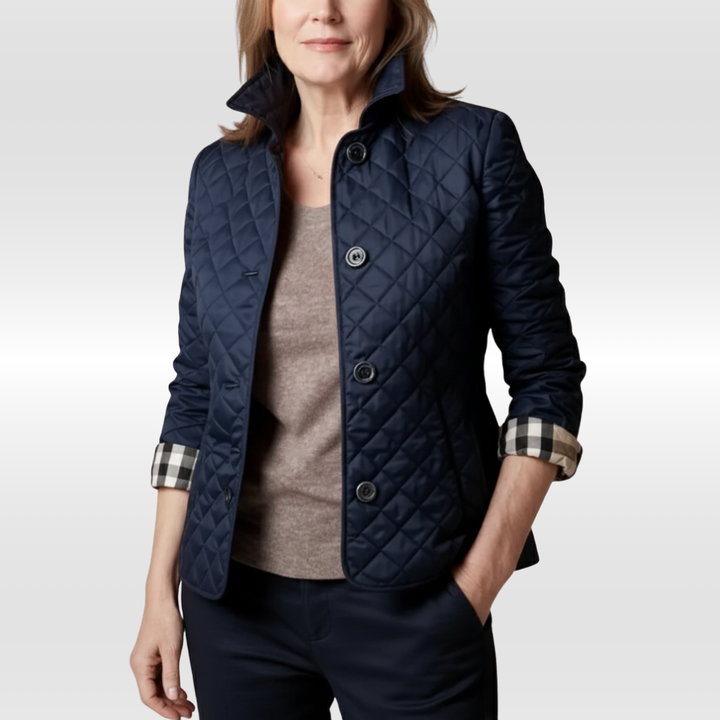 CLARA QUILTED JACKET | ELEGANT WARMTH WITH  TURNED-DOWN COLLAR
