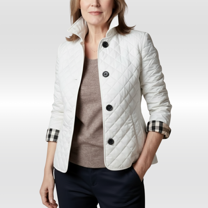 CLARA QUILTED JACKET | ELEGANT WARMTH WITH  TURNED-DOWN COLLAR