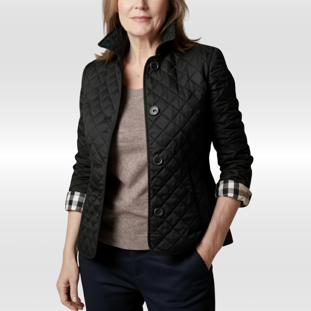 CLARA QUILTED JACKET | ELEGANT WARMTH WITH  TURNED-DOWN COLLAR