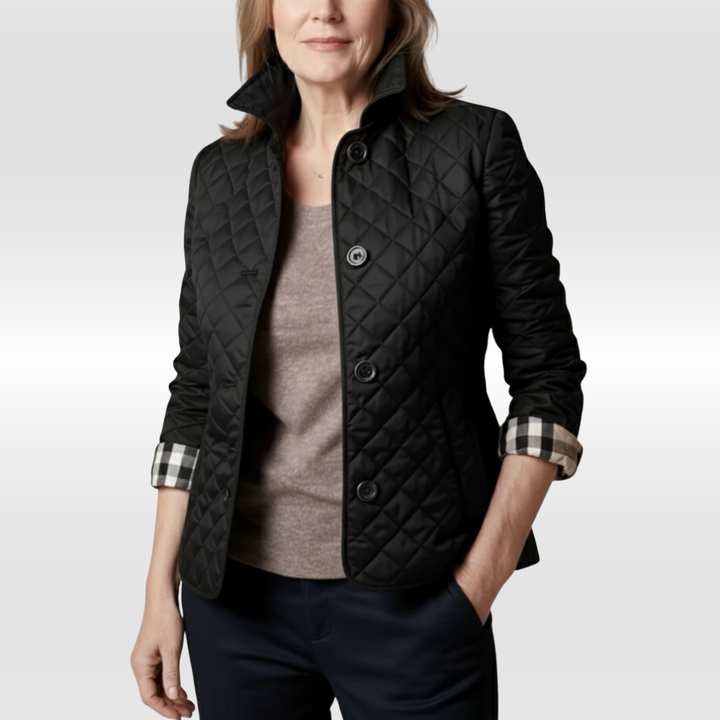 CLARA QUILTED JACKET | ELEGANT WARMTH WITH  TURNED-DOWN COLLAR