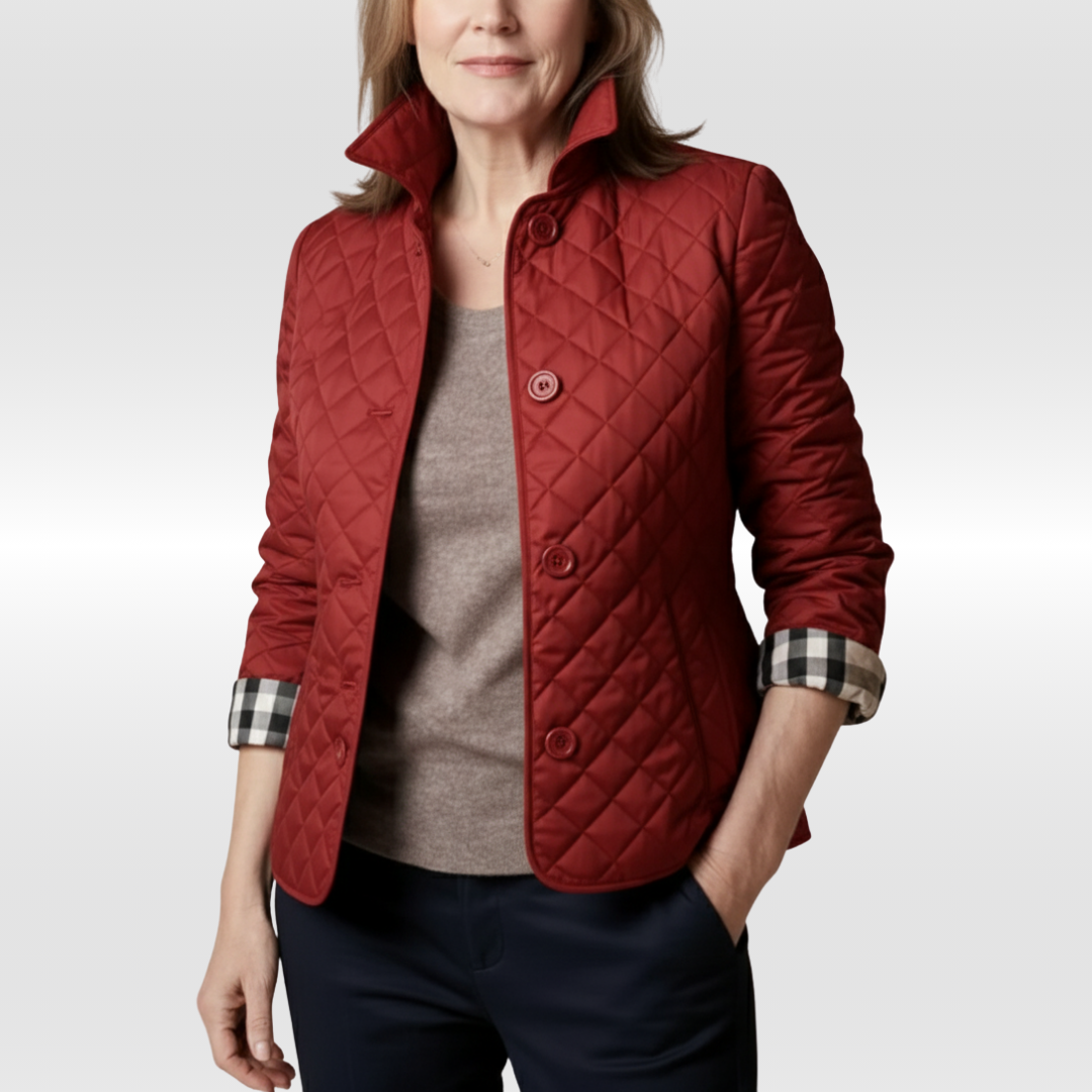 CLARA QUILTED JACKET | ELEGANT WARMTH WITH  TURNED-DOWN COLLAR