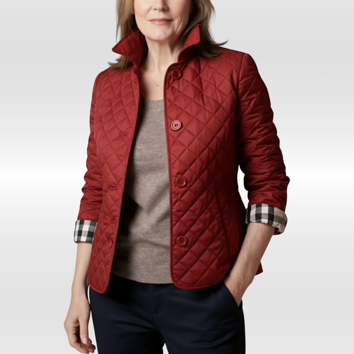 CLARA QUILTED JACKET | ELEGANT WARMTH WITH  TURNED-DOWN COLLAR