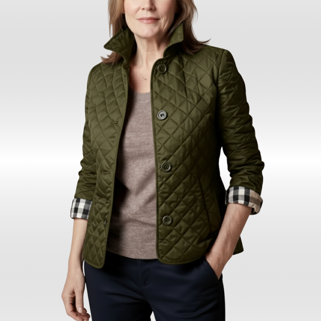 CLARA QUILTED JACKET | ELEGANT WARMTH WITH  TURNED-DOWN COLLAR