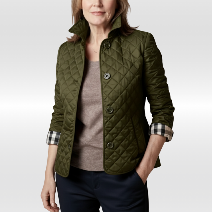 CLARA QUILTED JACKET | ELEGANT WARMTH WITH  TURNED-DOWN COLLAR