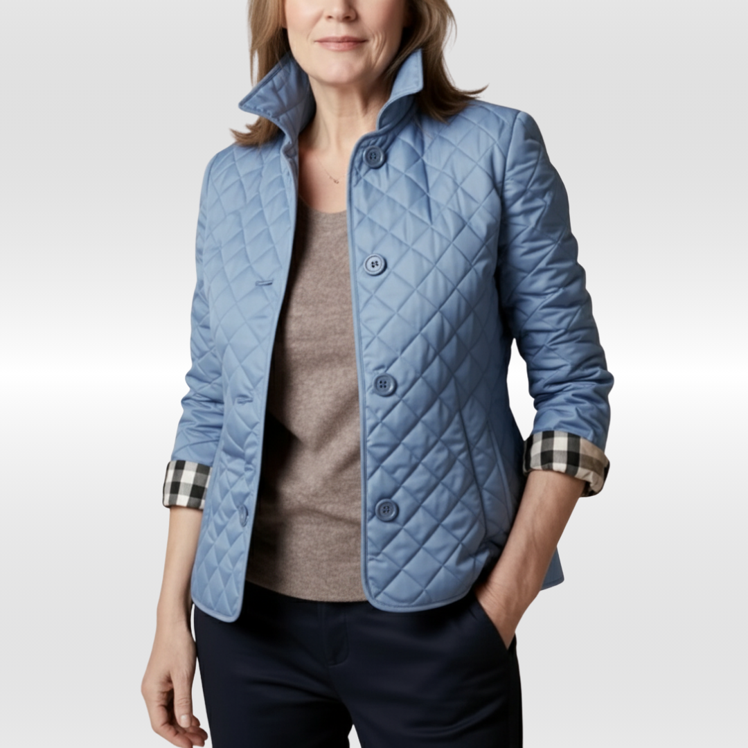 CLARA QUILTED JACKET | ELEGANT WARMTH WITH  TURNED-DOWN COLLAR