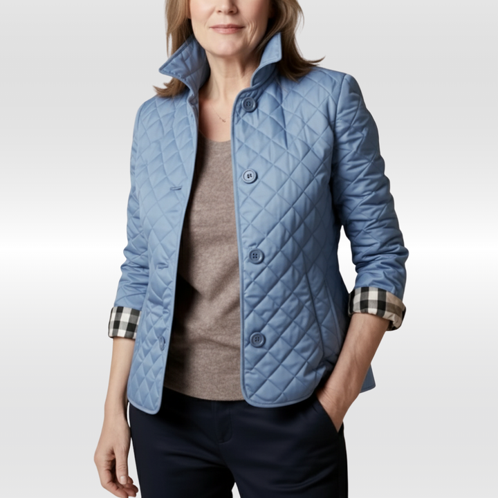 CLARA QUILTED JACKET | ELEGANT WARMTH WITH  TURNED-DOWN COLLAR