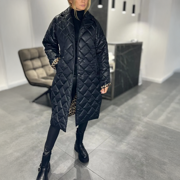BLAIR QUILTED COAT WITH LEOPARD LINING | STAY WARM, LOOK ELEGANT
