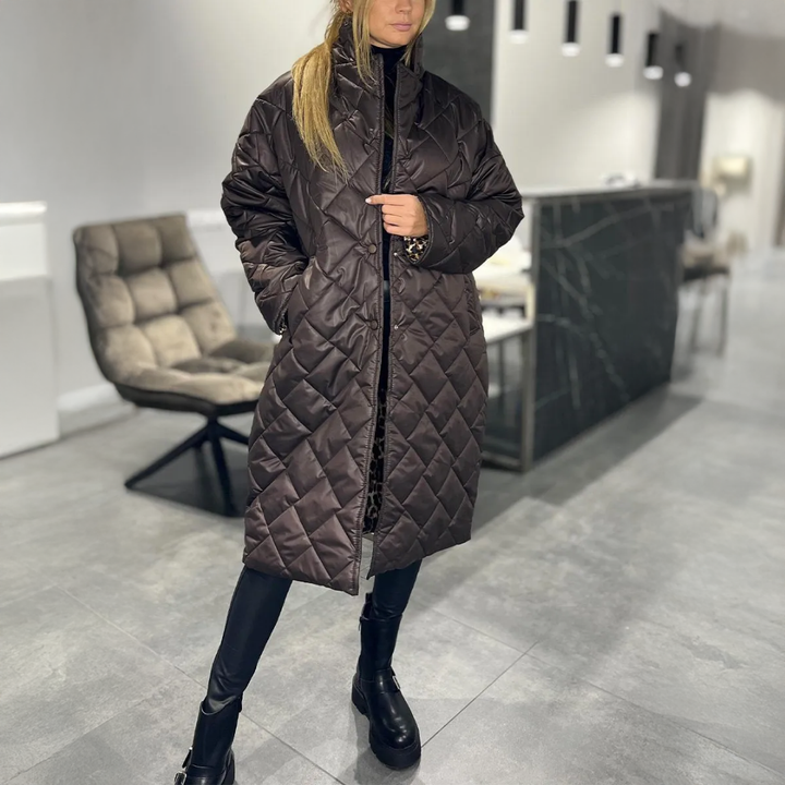 BLAIR QUILTED COAT WITH LEOPARD LINING | STAY WARM, LOOK ELEGANT