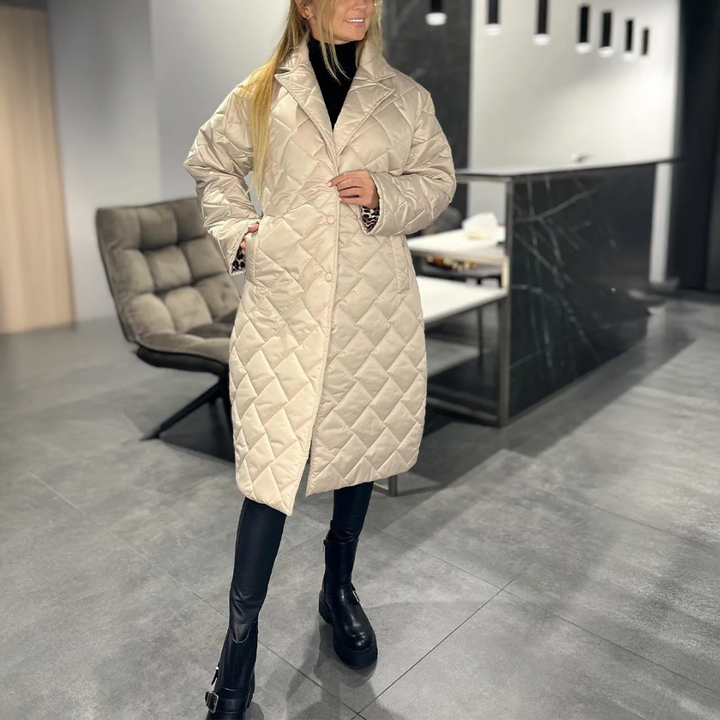 BLAIR QUILTED COAT WITH LEOPARD LINING | STAY WARM, LOOK ELEGANT