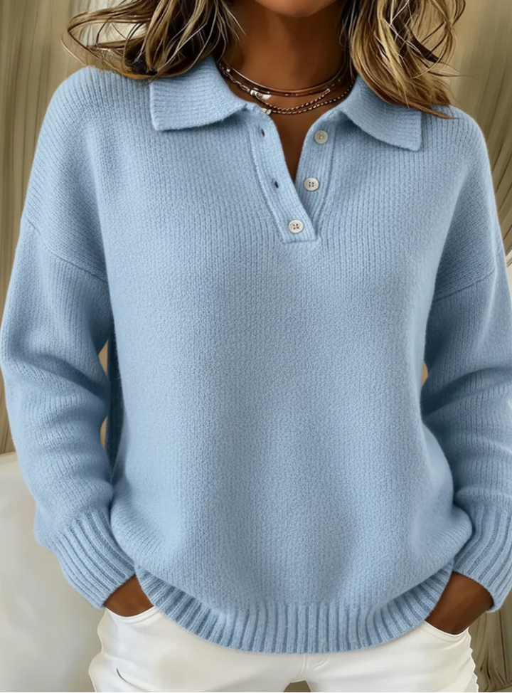 LEONA SOFT POLO SWEATER | CLASSIC COMFORT