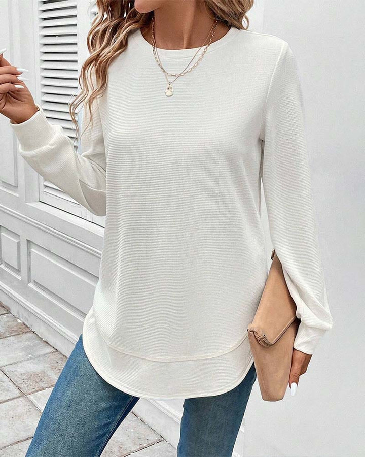 SOFT COTTON-BLEND LONG SLEEVE TOP | SMOOTH COMFORT THAT FLATTERS YOUR SHAPE
