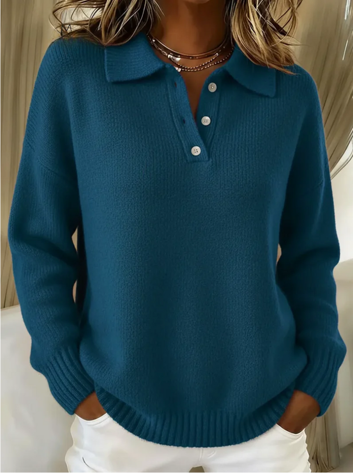 LEONA SOFT POLO SWEATER | CLASSIC COMFORT