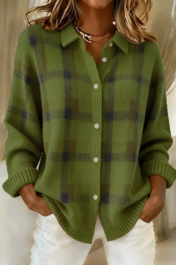 MAE CHECK KNIT CARDIGAN | SOFT RETRO STYLE