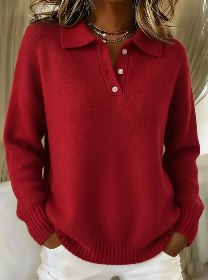 LEONA SOFT POLO SWEATER | CLASSIC COMFORT