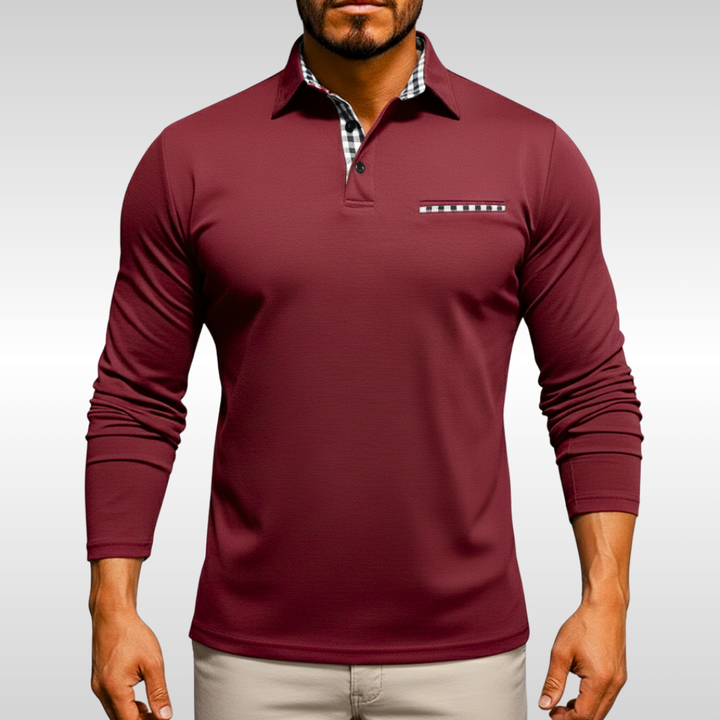 LEO CHECK LONG-SLEEVE POLO | CLEAN STYLE WITH SMART COMFORT