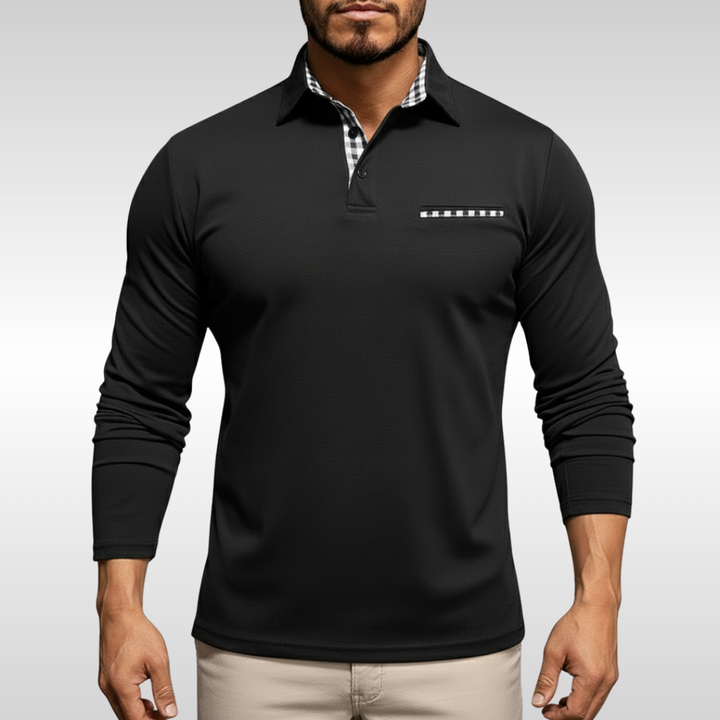 LEO CHECK LONG-SLEEVE POLO | CLEAN STYLE WITH SMART COMFORT