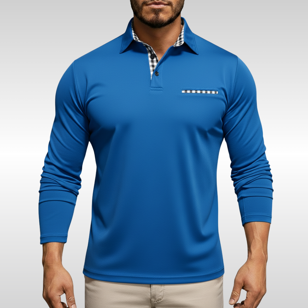 LEO CHECK LONG-SLEEVE POLO | CLEAN STYLE WITH SMART COMFORT