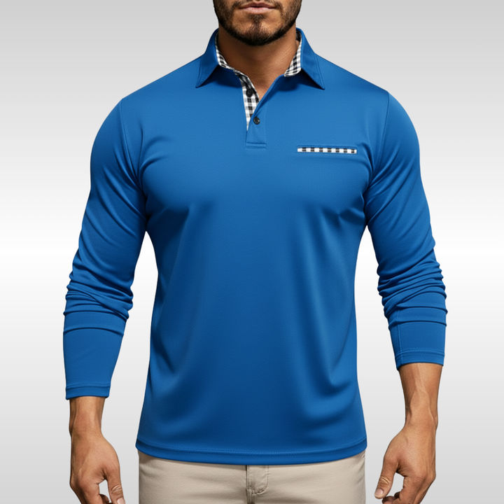 LEO CHECK LONG-SLEEVE POLO | CLEAN STYLE WITH SMART COMFORT