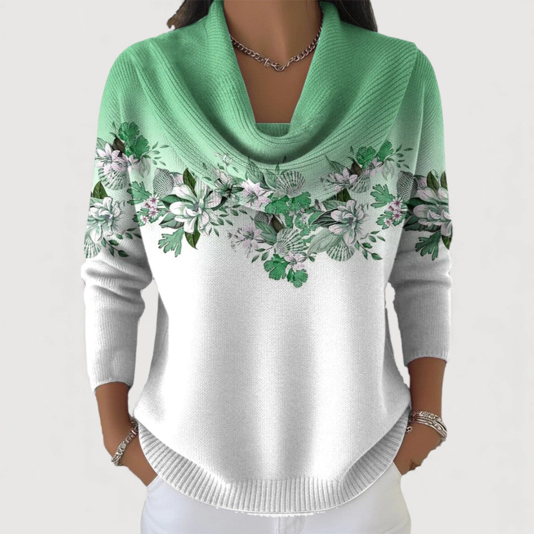 LUCIA FLORAL COWL JUMPER | SOFT COMFORT, FLATTERING SHAPE