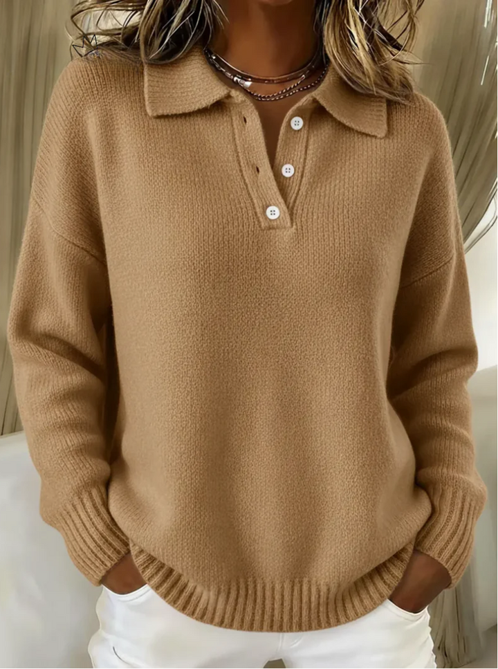 LEONA SOFT POLO SWEATER | CLASSIC COMFORT