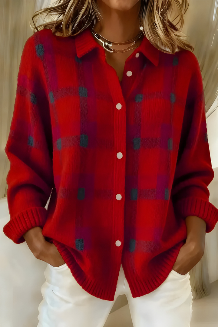 MAE CHECK KNIT CARDIGAN | SOFT RETRO STYLE