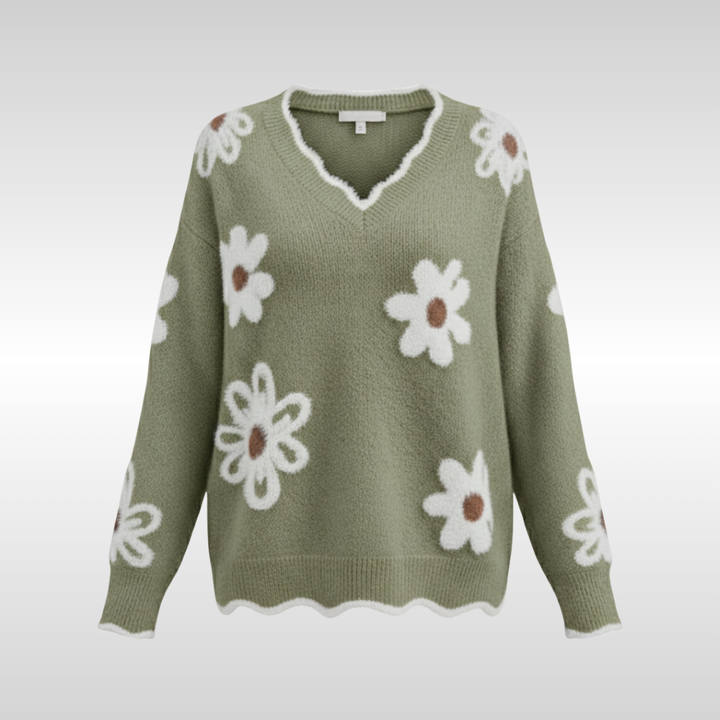 MILA FLORAL V-NECK KNIT SWEATER | SOFT, FEMININE AND FLATTERING