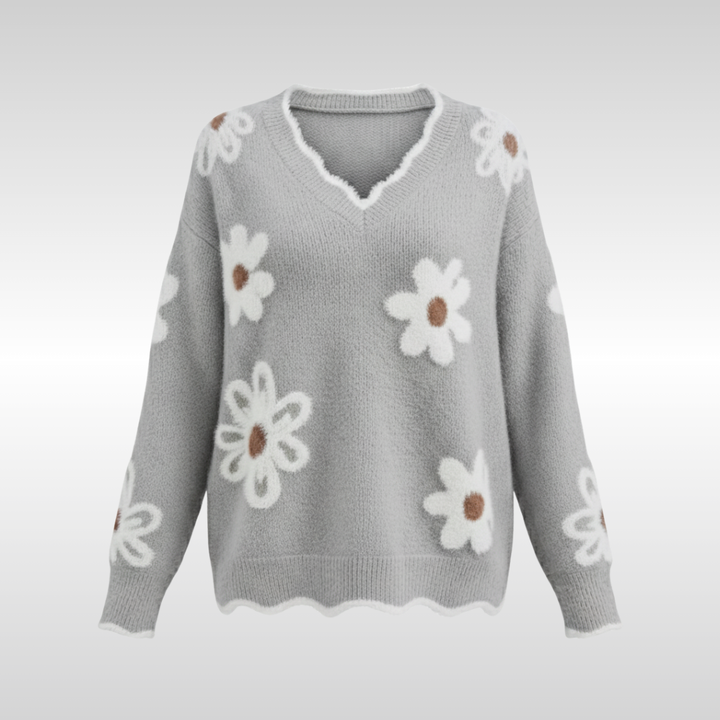 MILA FLORAL V-NECK KNIT SWEATER | SOFT, FEMININE AND FLATTERING