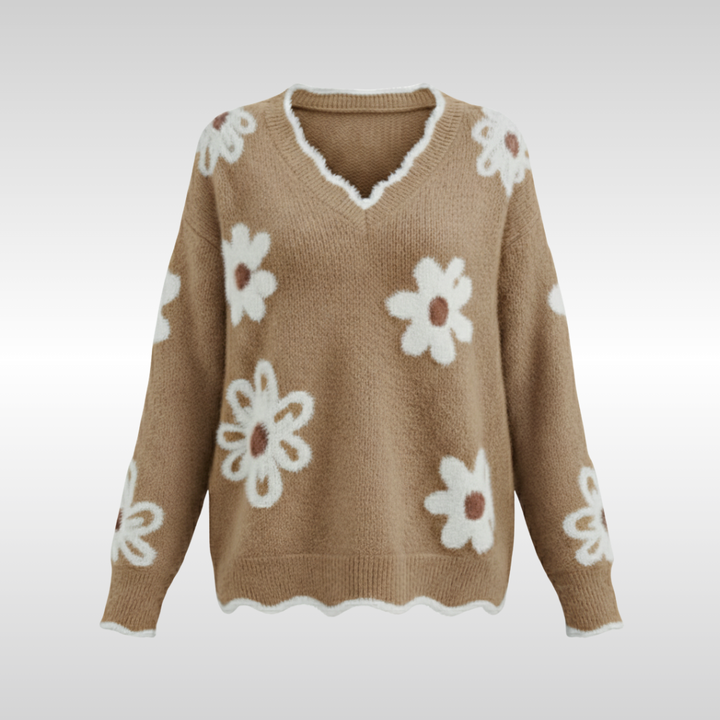 MILA FLORAL V-NECK KNIT SWEATER | SOFT, FEMININE AND FLATTERING